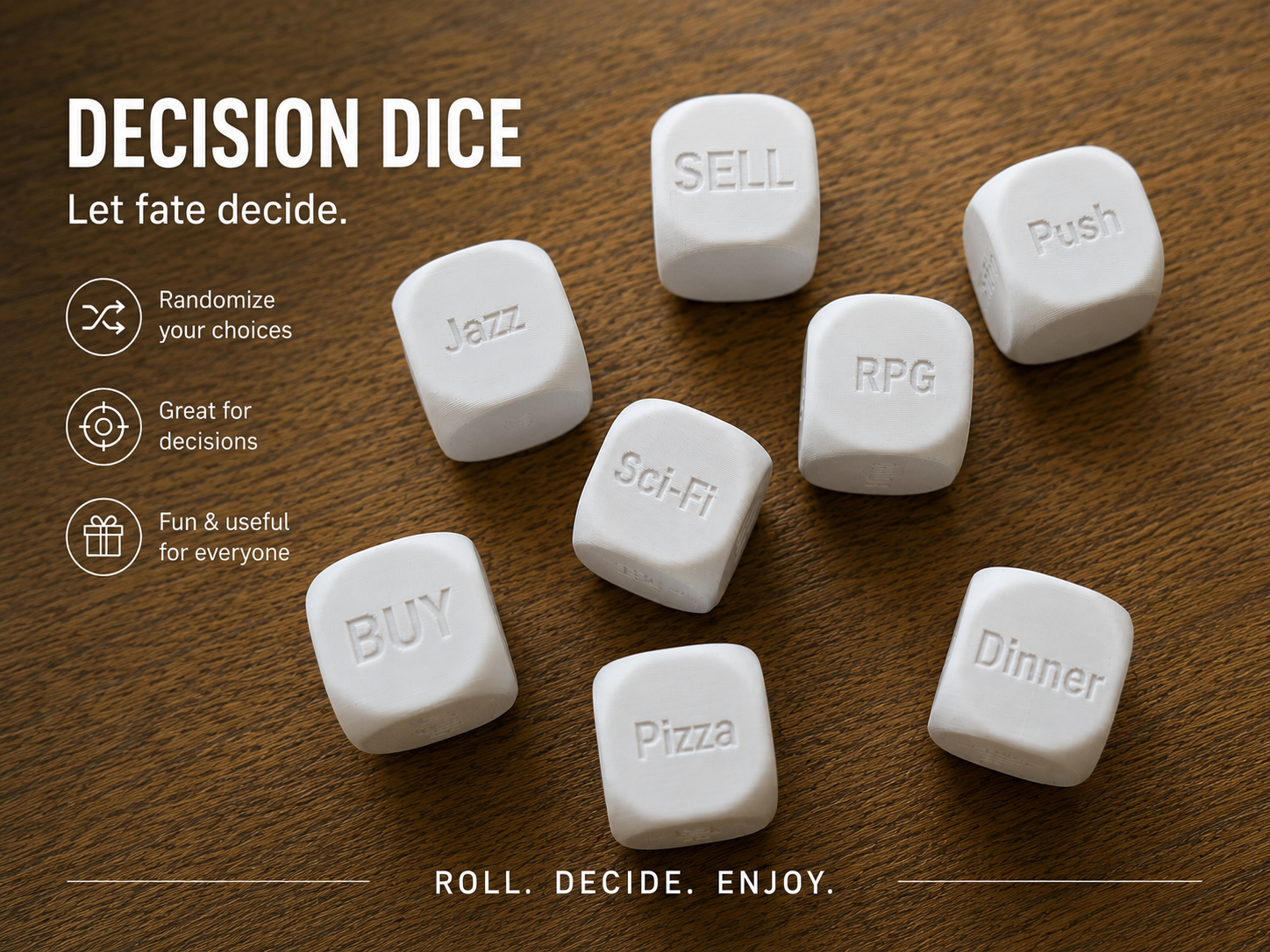 Decision Dice Set – Choice & Random Picker Cubes