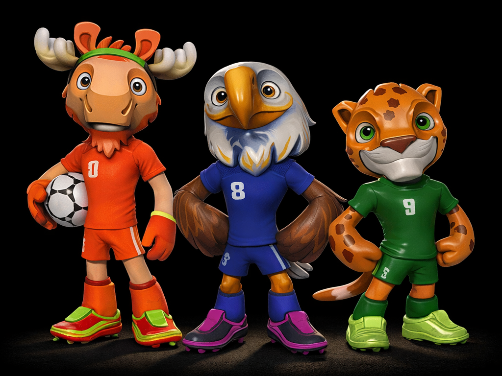 Mascotas Mundial Futbol 2026  Canadá USA México 3D