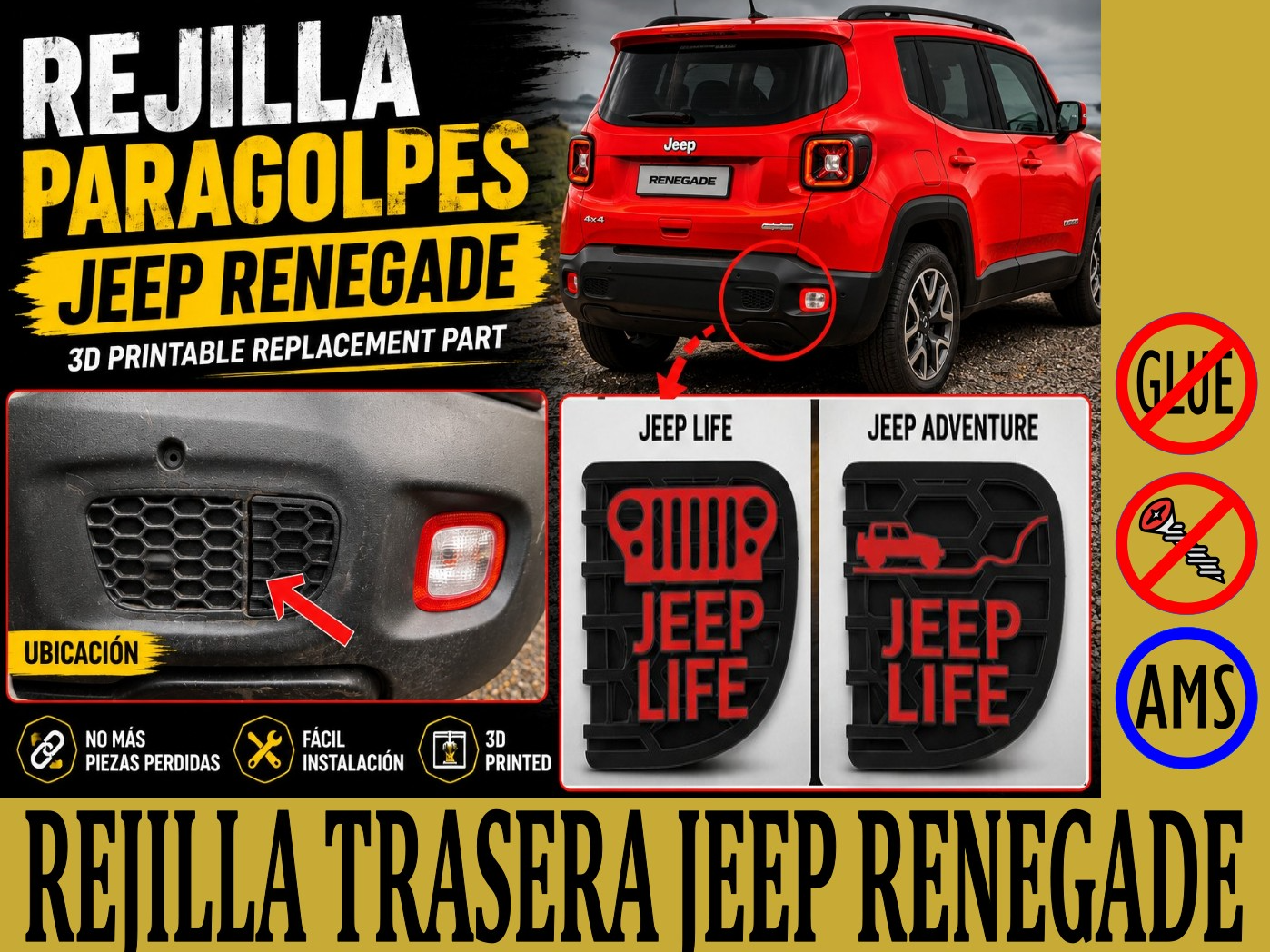 REJILLA TRASERA COMPATIBLE CON JEEP RENEGADE