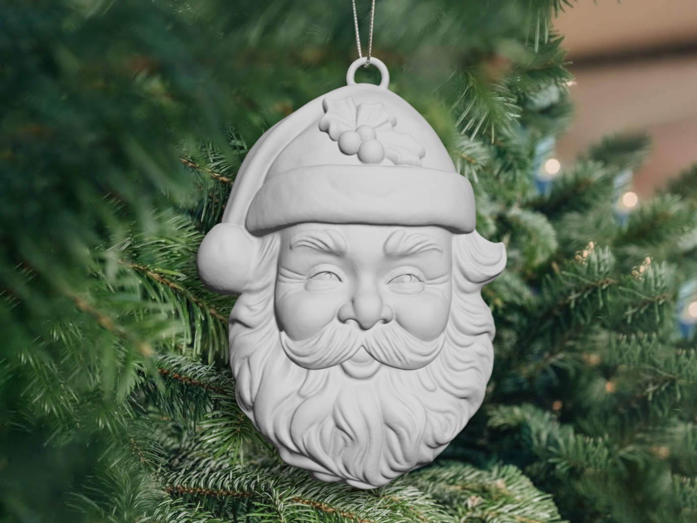 Classic Santa Head Ornament - Print for Christmas