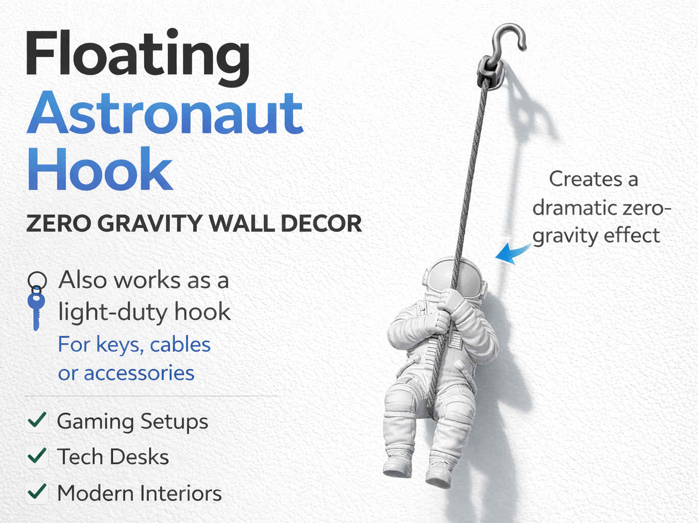 Floating Astronaut Hook – Zero Gravity Wall Decor