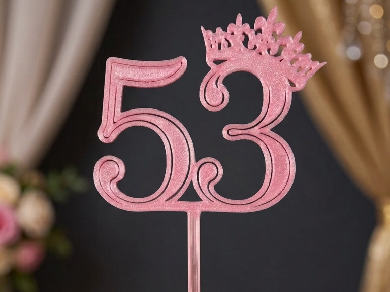 topper cake 53 crown happy birthday