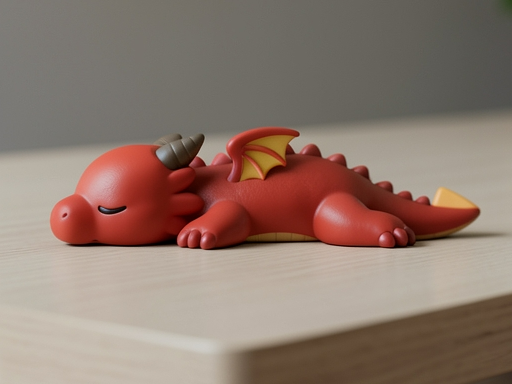 Cute Red Vinyl Toy Dragon – 3D Render