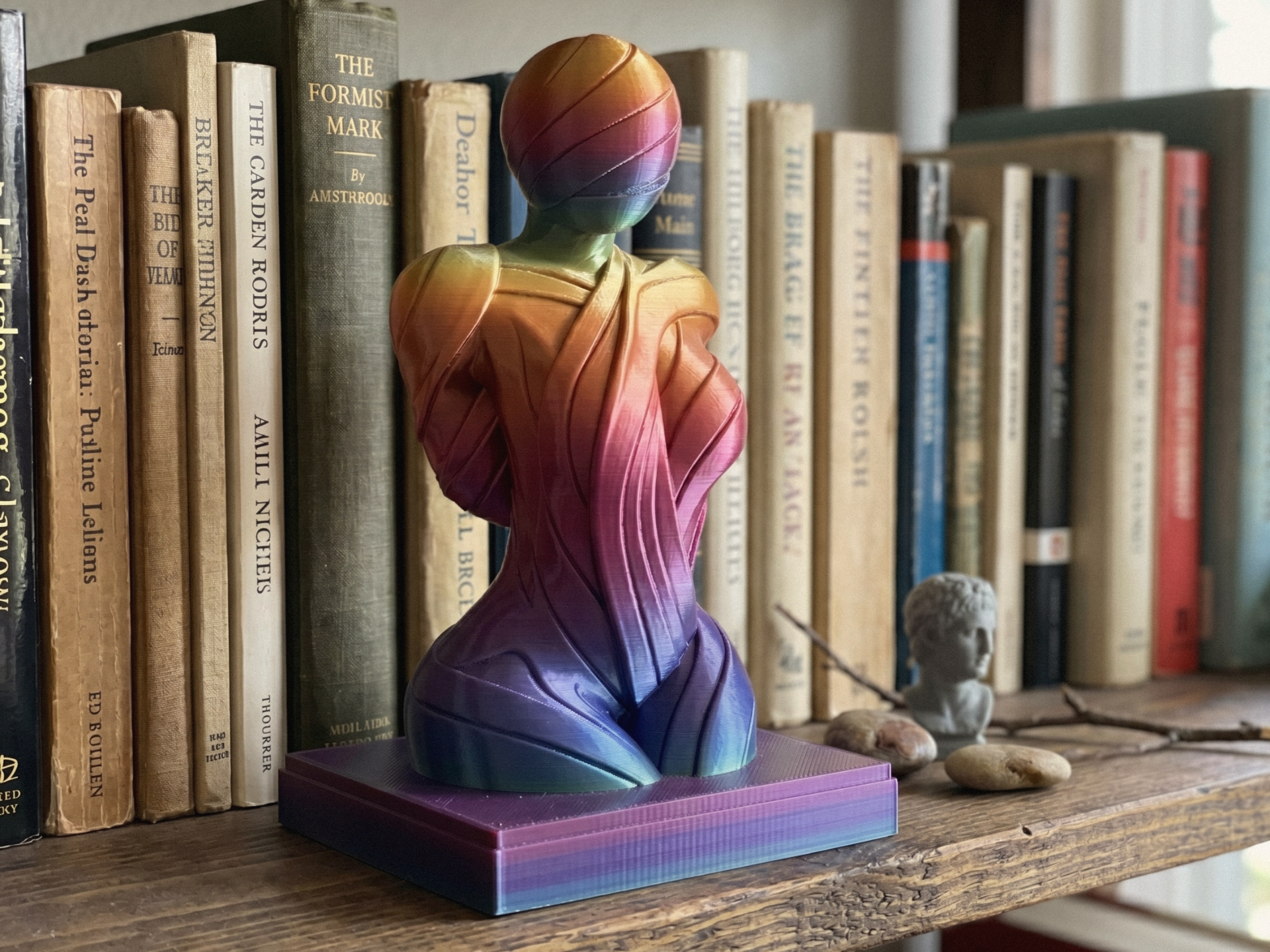 Rainbow Modern Abstract Female Bust STL