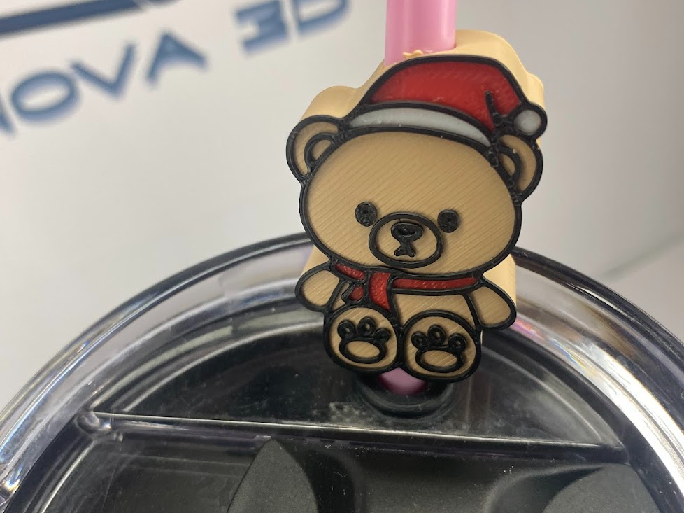 cute Christmas bear  straw topper