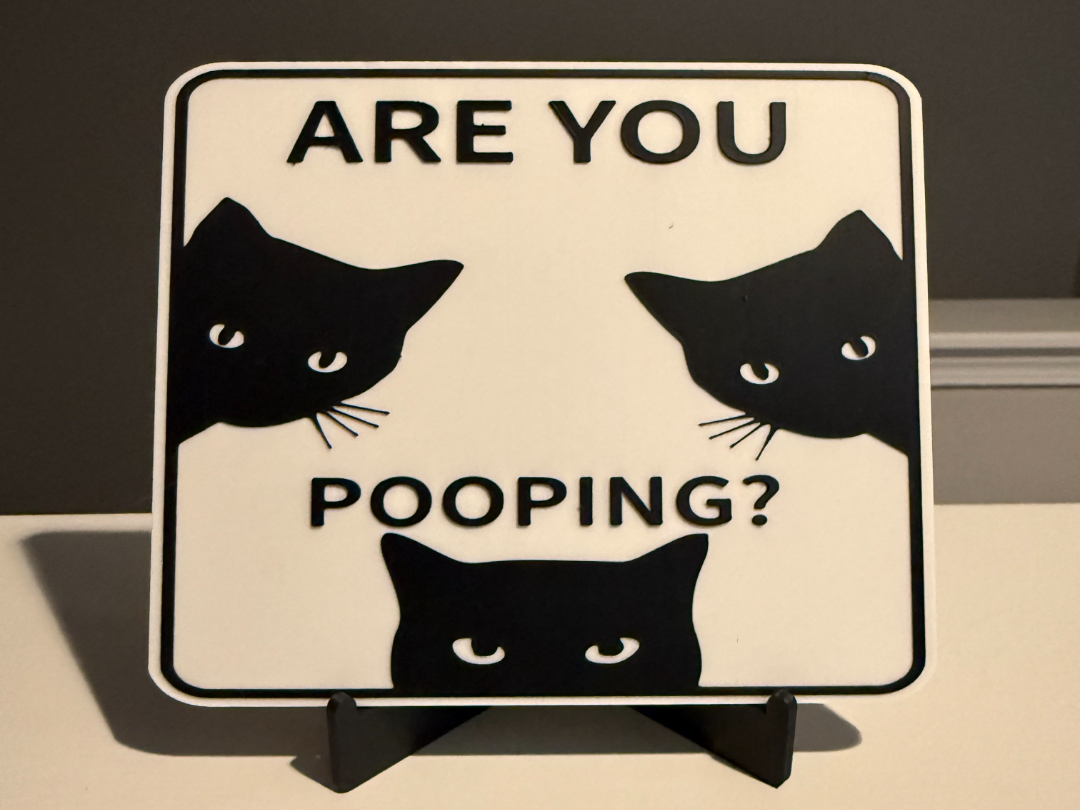 ARE YOU POOPING? FUNNY CAT SIGN