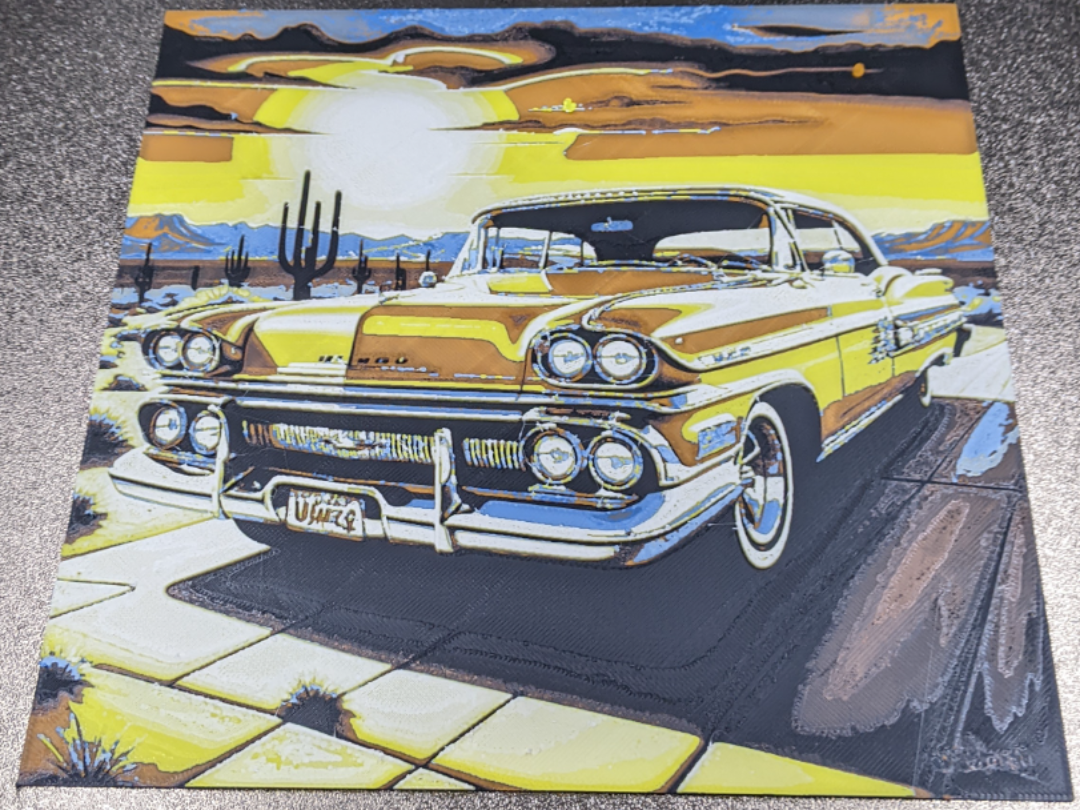 8 Headlight Old Car Desert Scene with frame