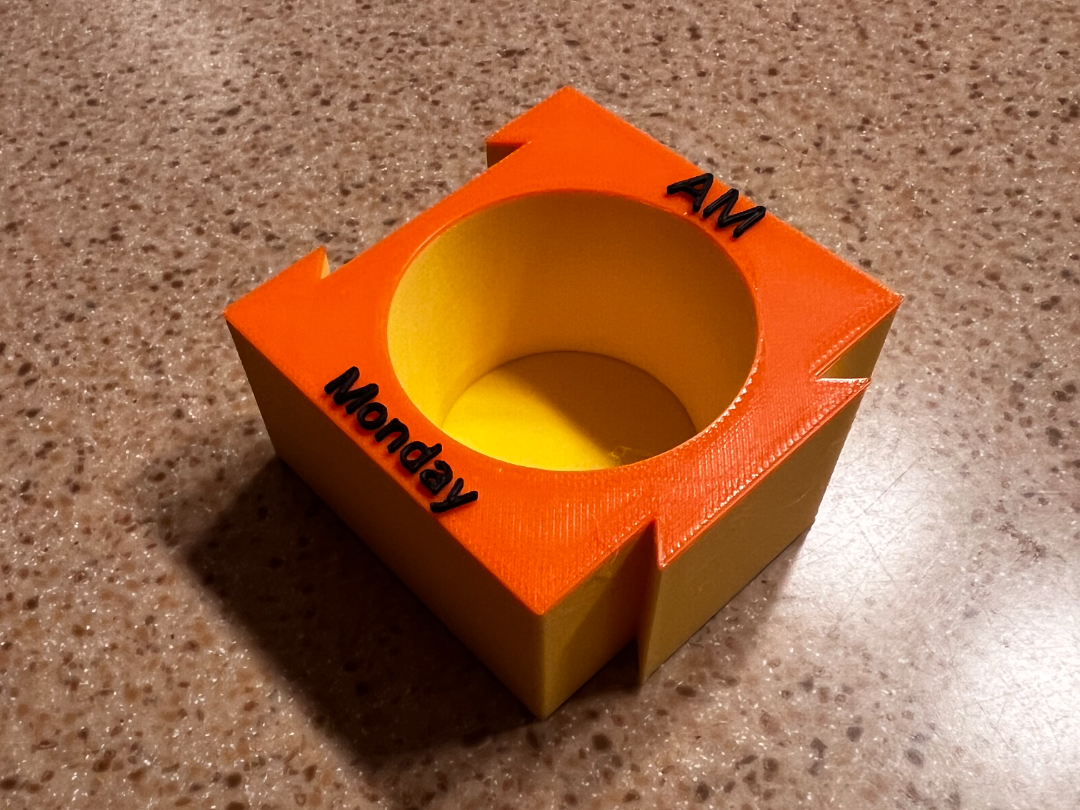 Pill holders for the visually impaired.
