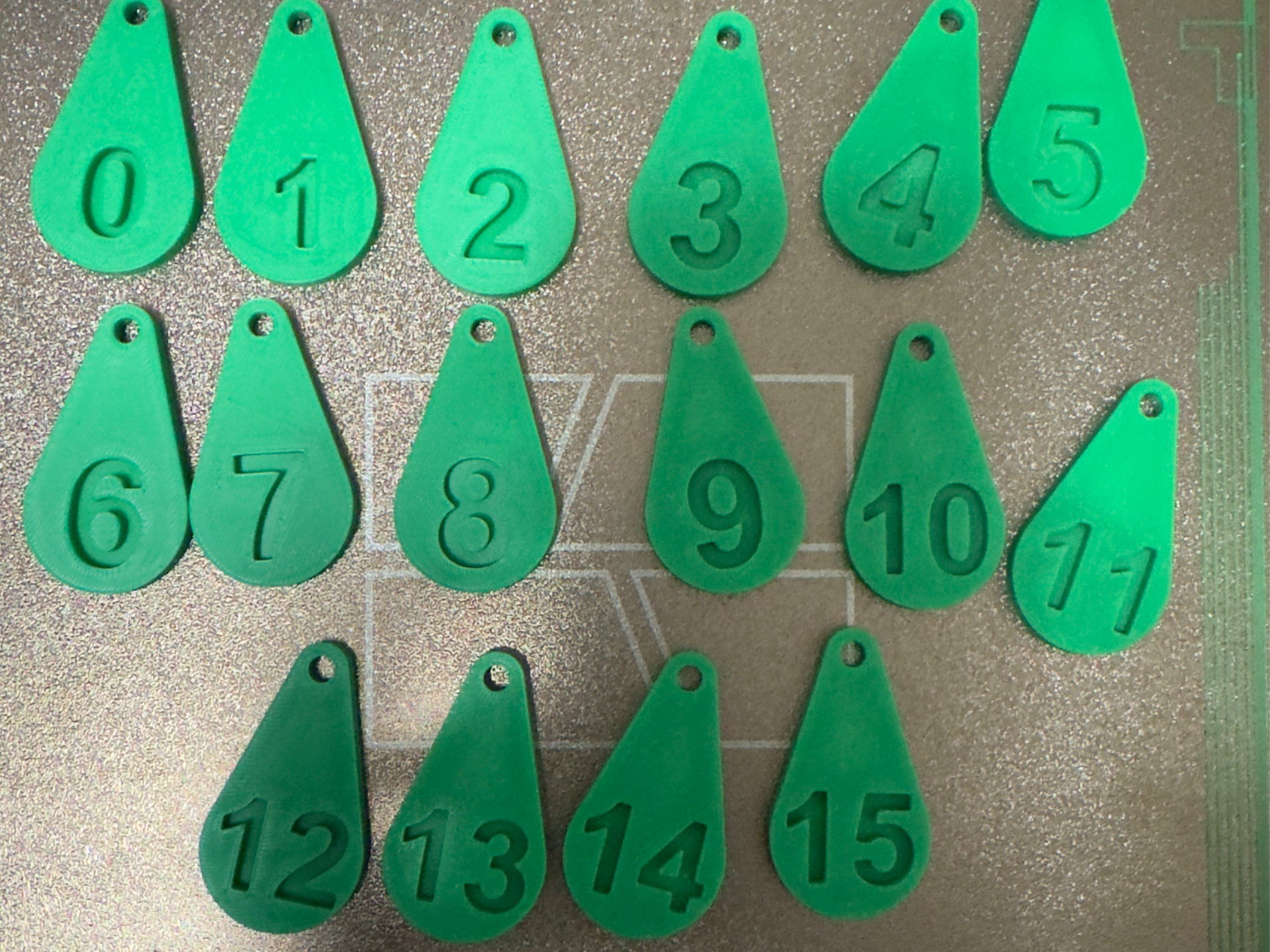 Numbered Key Tags 0-15 and Blank