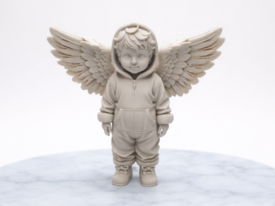Himmlisches Engelkind mit Fluegeln und Hoodie