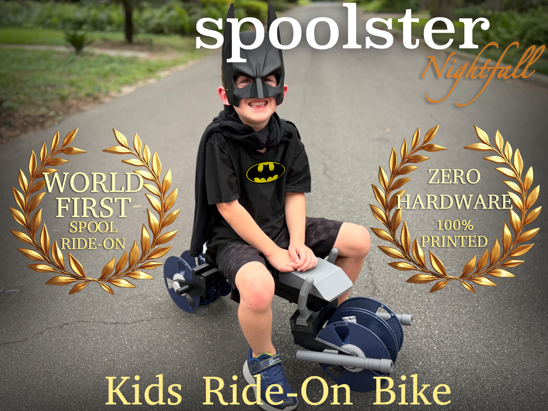 Spoolster Nightfall — Ride-On Kids Spool Bike