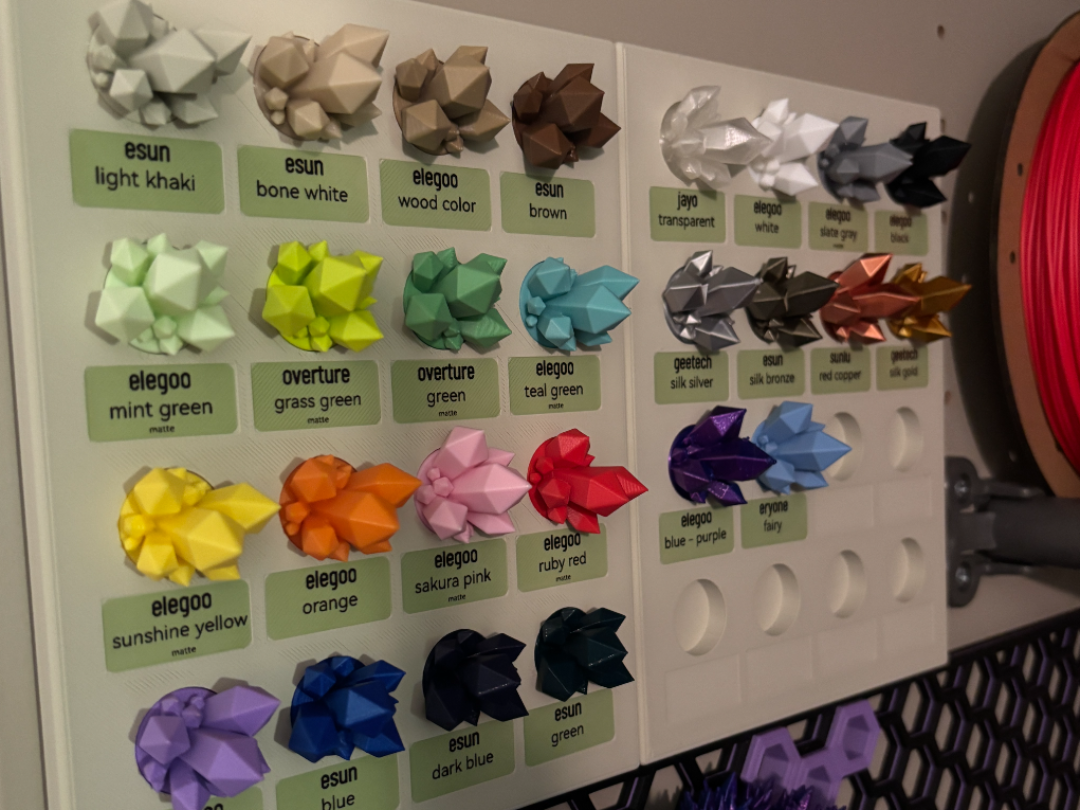 Crystal colour swatch holder with space for labels