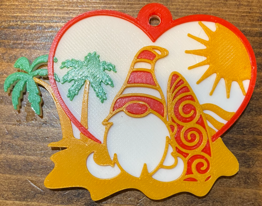 Gnome on a beach keychain
