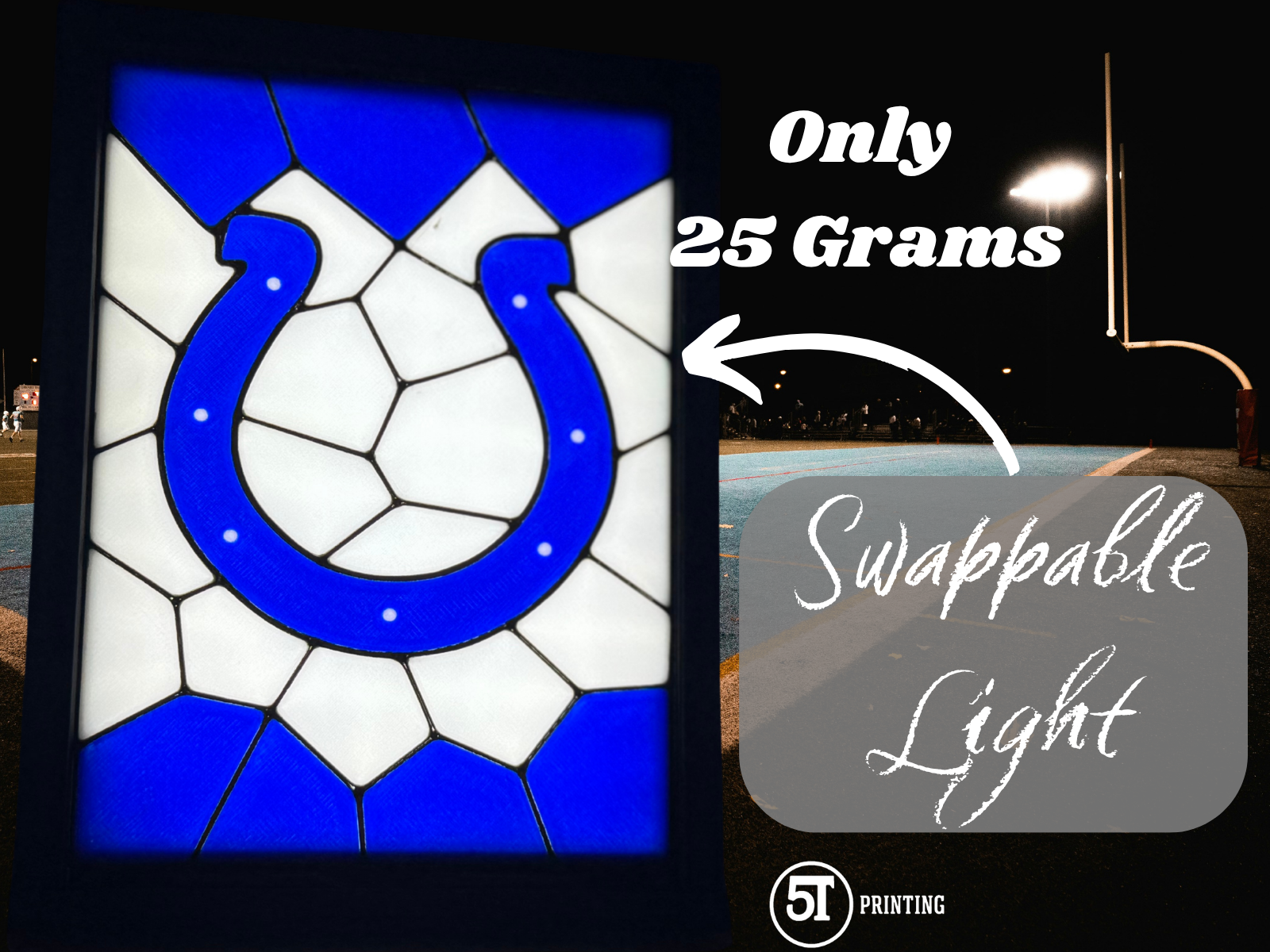 Indianapolis Colts light (swappable glass)
