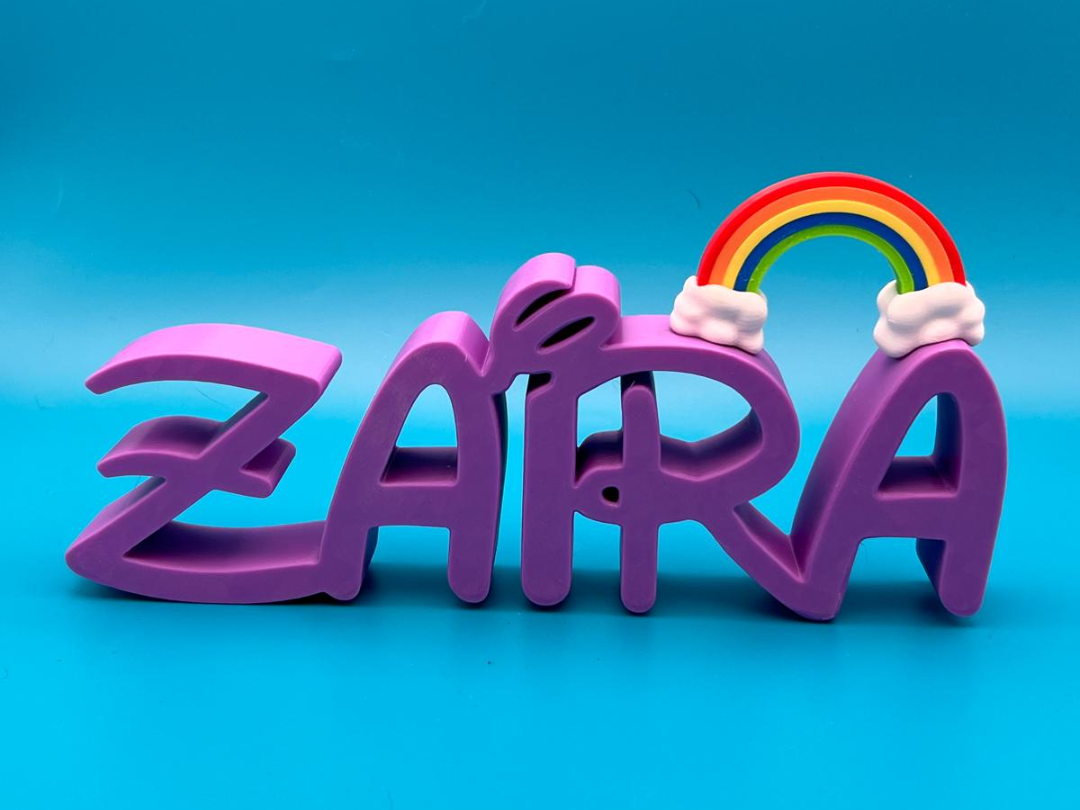 Scritta Zaira font Disney con Arcobaleno
