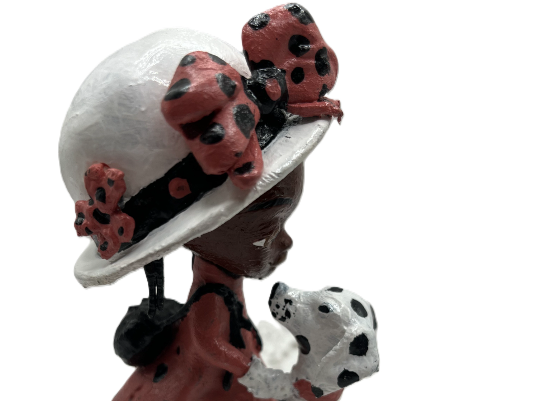 Black Girl Petting Dalmation Dog