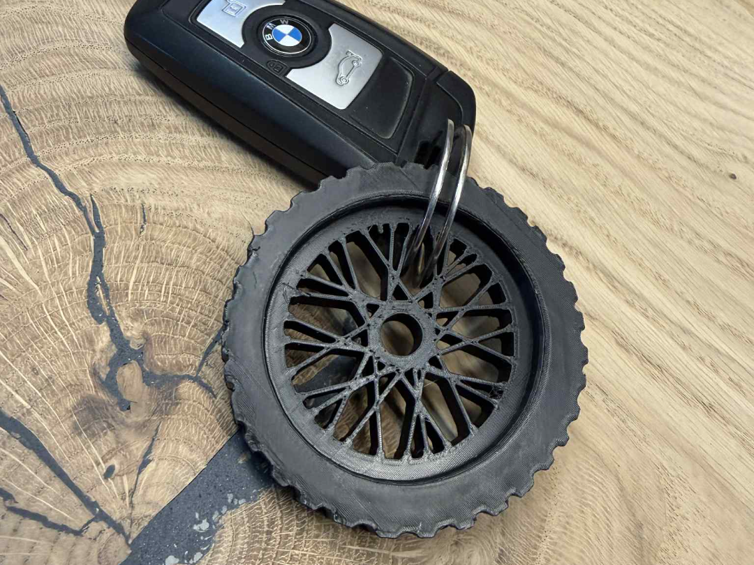 Dirtbike wheel keychain