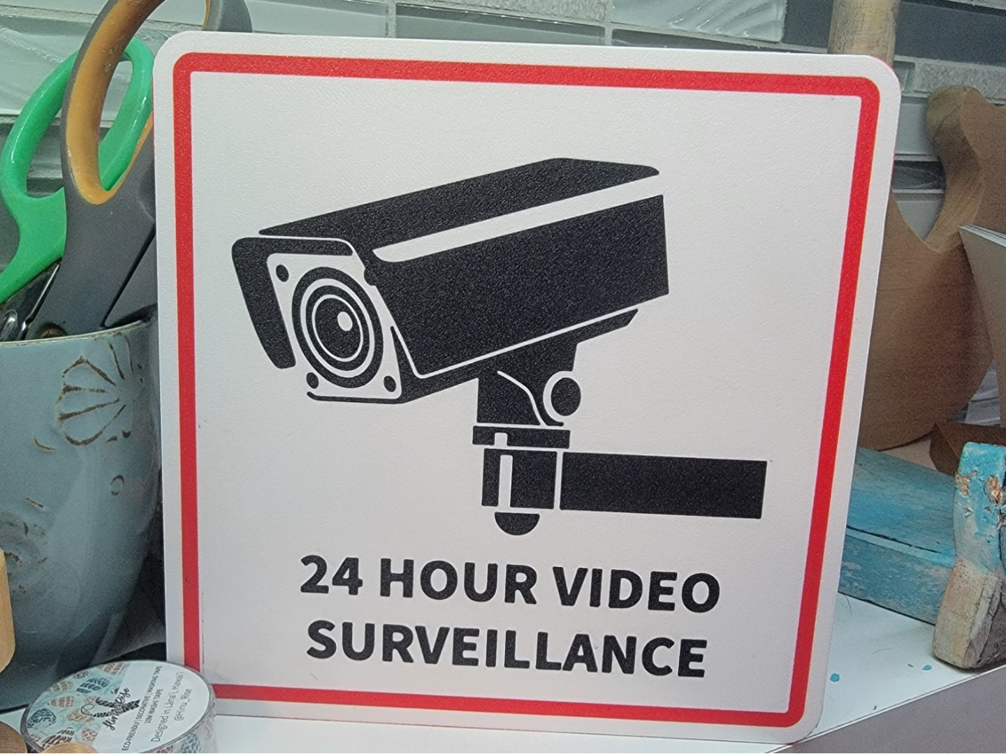 24 Hour Video Surveillance sign, security camera