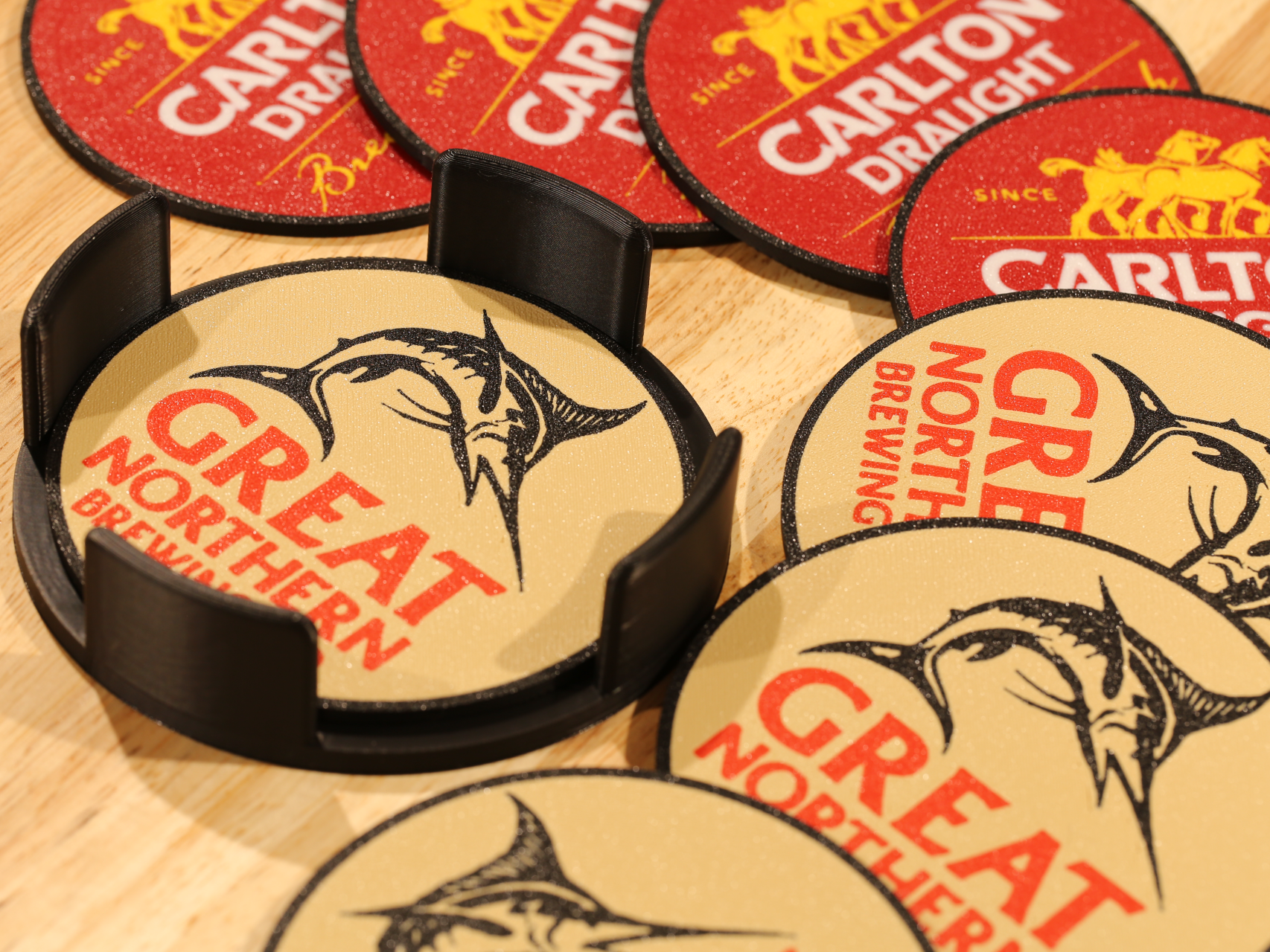 Pub Style Coaster Holder, 8x 100mm Round Coasters