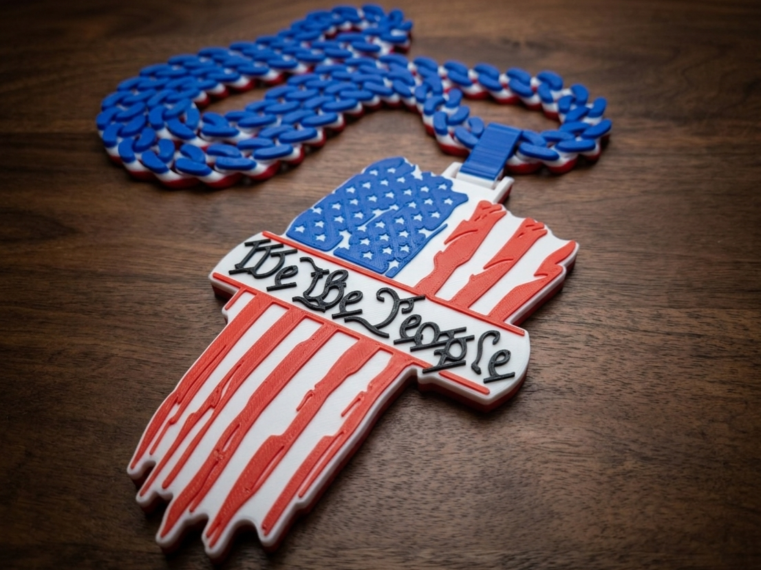 We The People American Flag Cuban Hype Chain