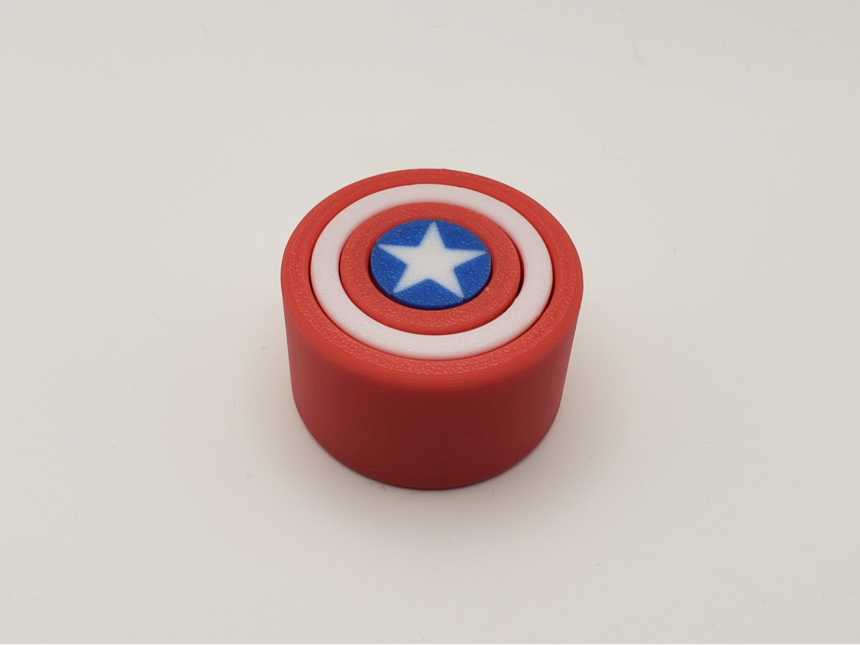 Captain America Round Fidget - Print in Place
