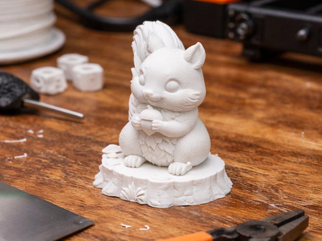 Cute Squirrel Holding an Acorn Figurine