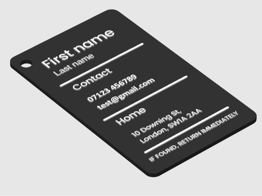 Editable Baggage Tag (Works w/ 0.4mm)