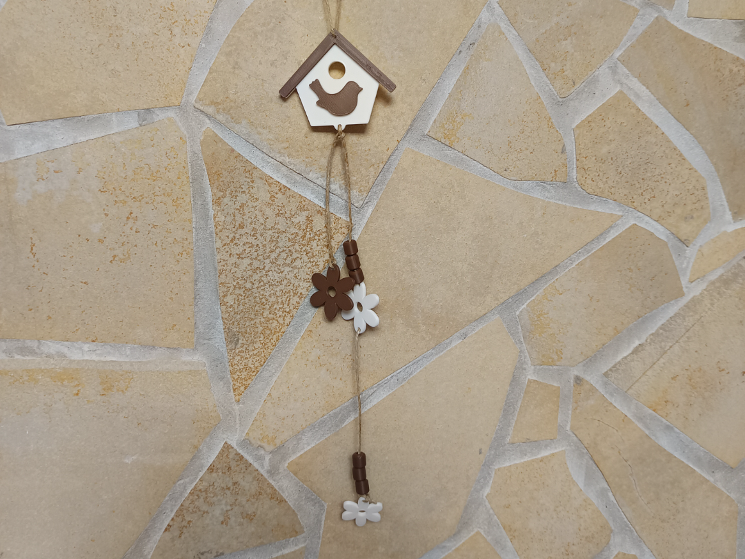 Birdhouse & Flowers Hanging Wall Decor