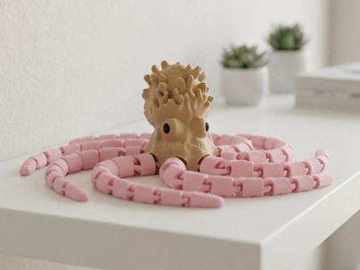 Articulated Octopus with Coral Texture Toy