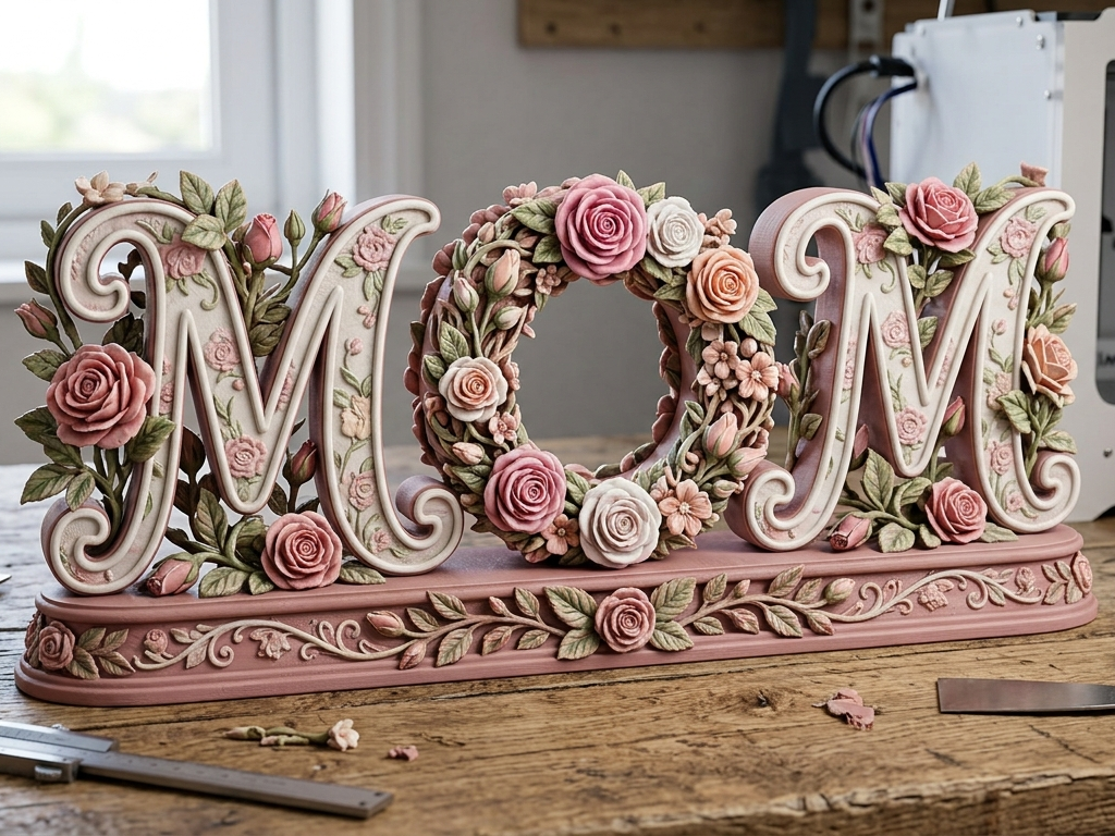 Filigranes "MOM" Blumen-Display