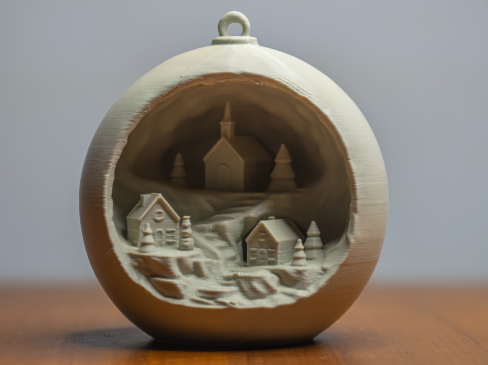 Winter Village Diorama in a Christmas Bauble