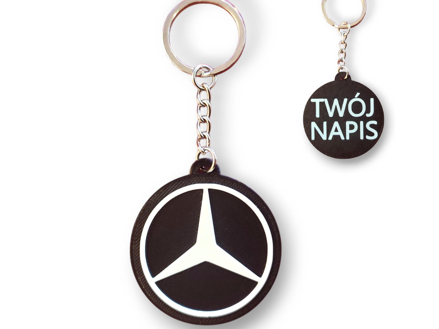 MERCEDES Car Keychain Double Side with TEXT