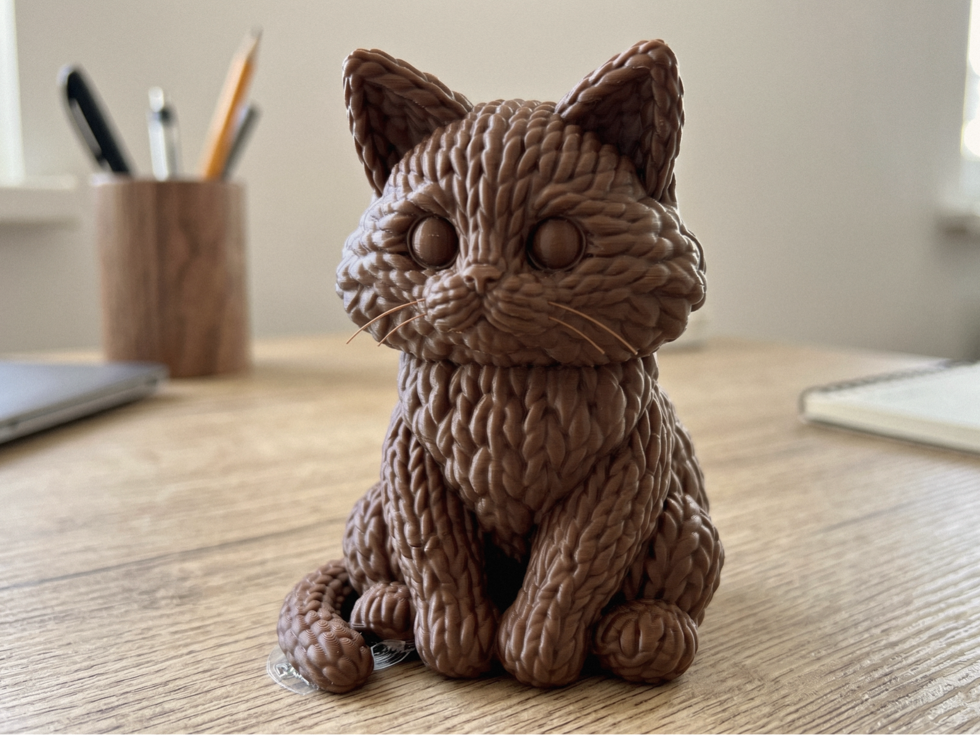 Knitted Cute Cat Figurine STL | Cute Desk Decor