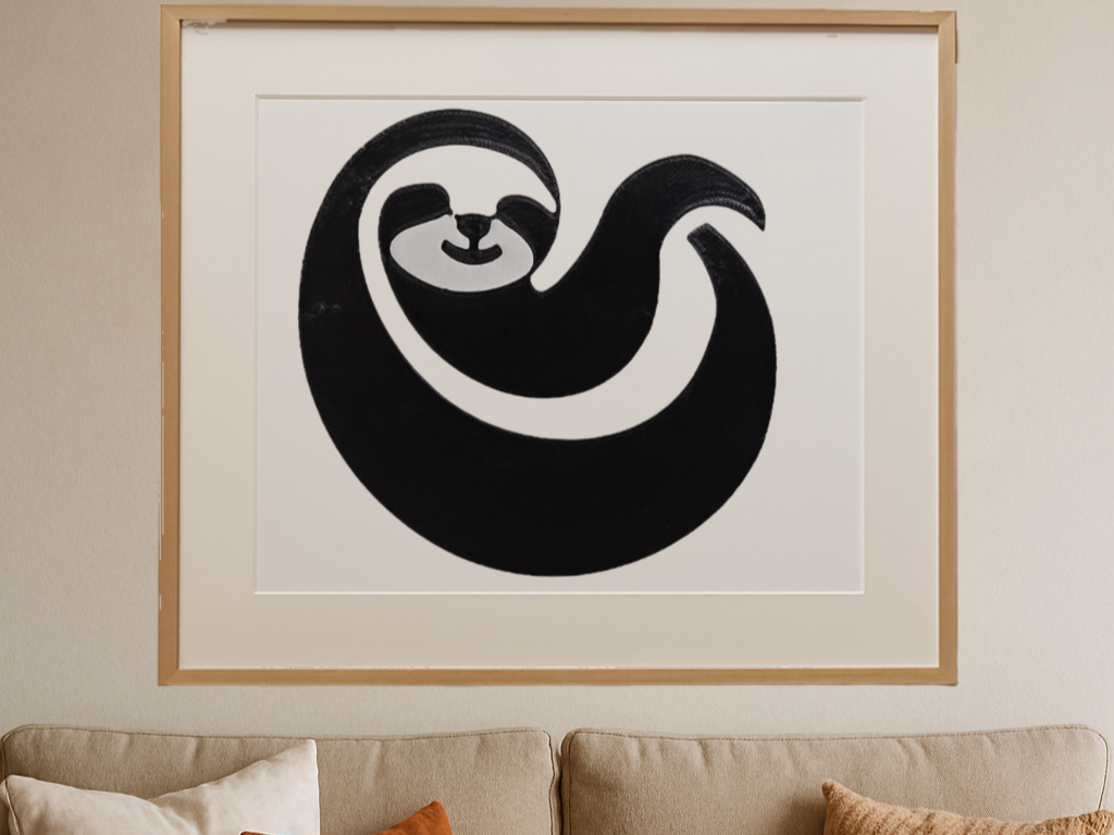 2D Sloth Art | Modern Sloth Wallart