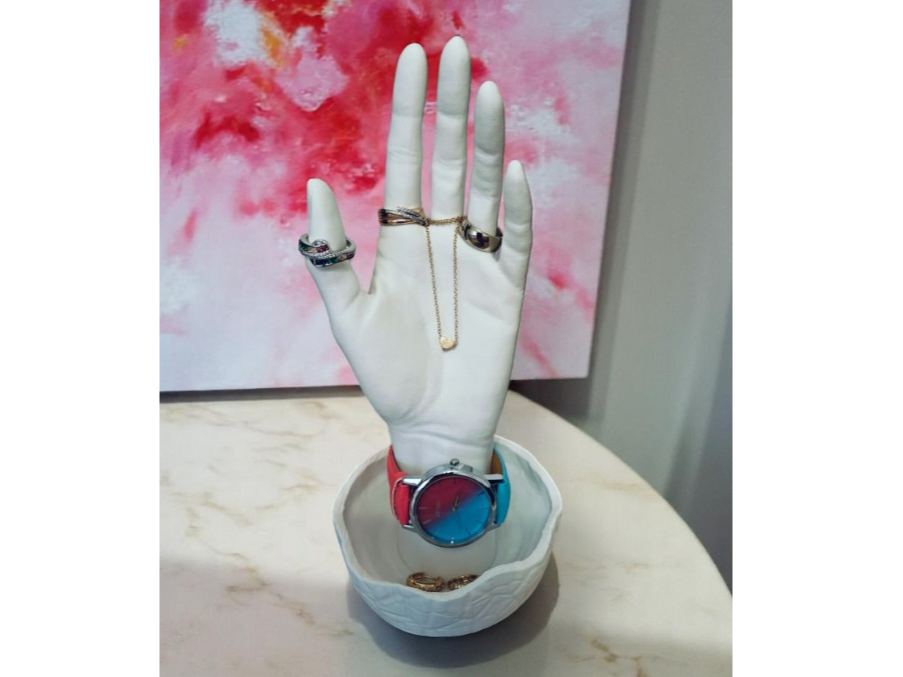 Stylish Hand-Shaped Jewelry Stand with Bowl