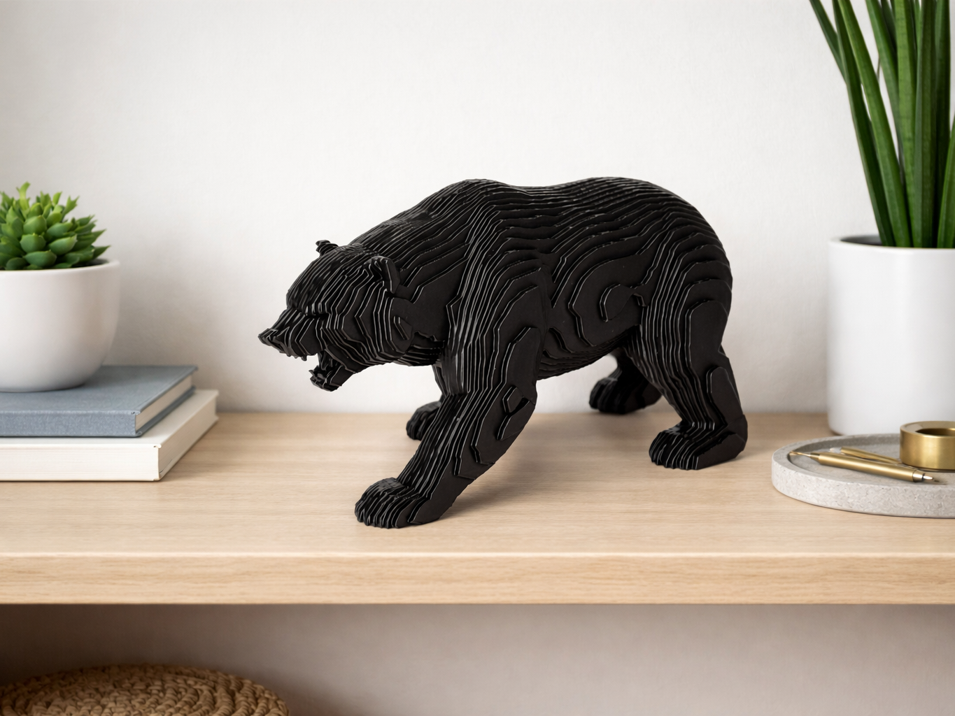 Decorative bear figurine – layered sculpture