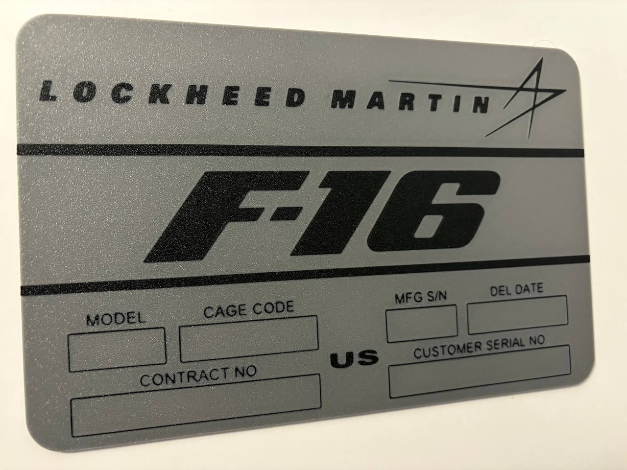 F-16 Data Plate