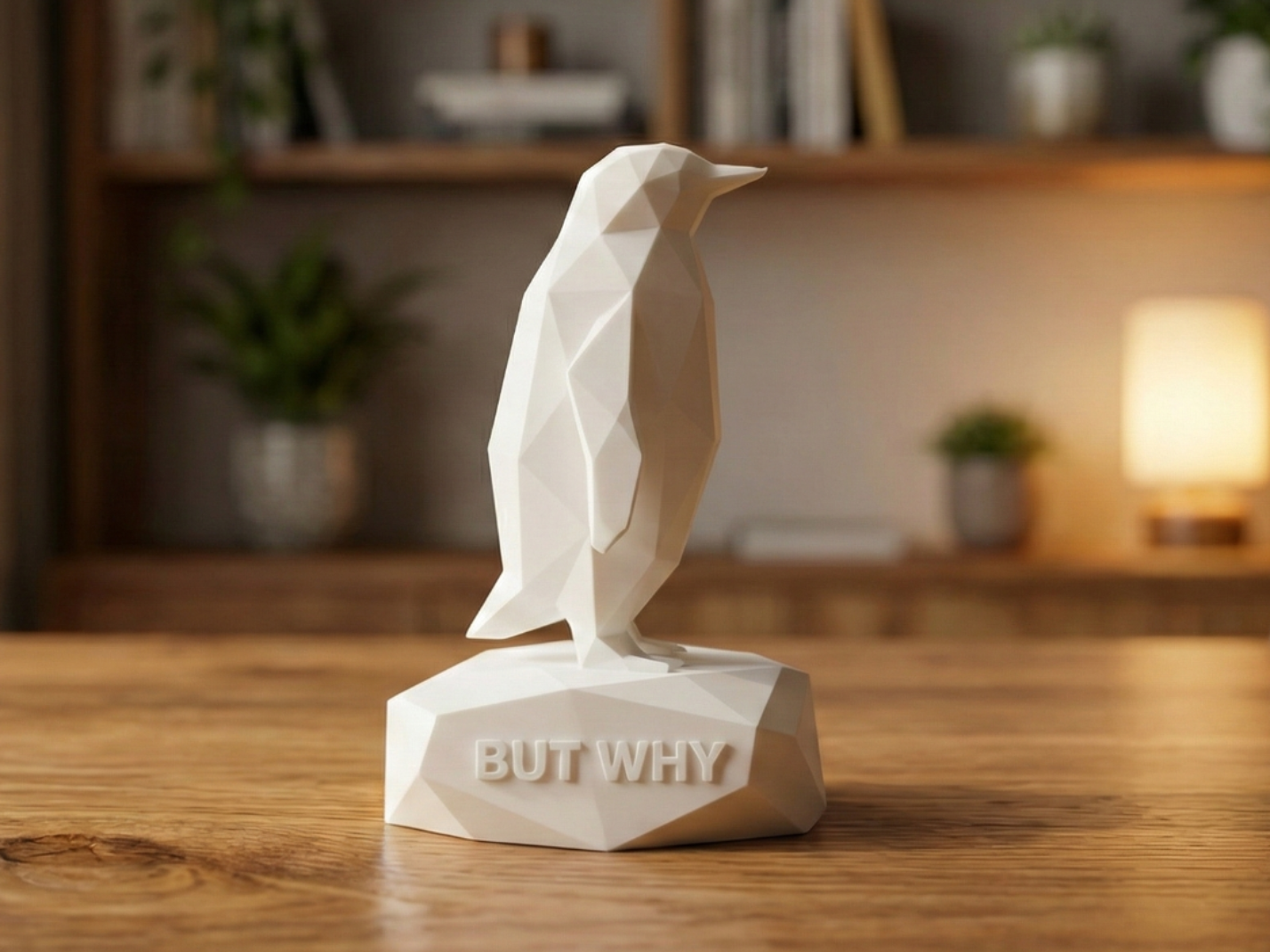 Low Poly Penguin - "But Why?" Meme Statue
