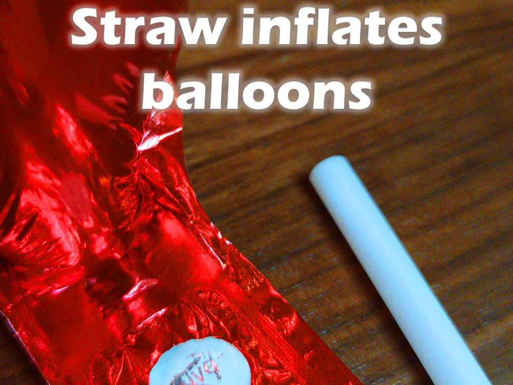 Straw inflates balloons