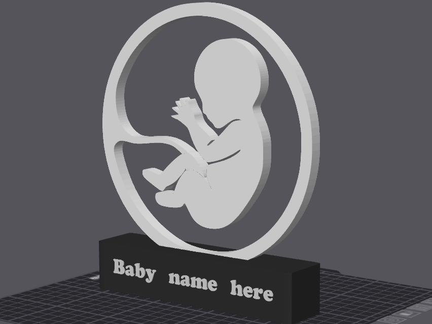 Decoração 3D Bebê no Útero com Nome Personalizado