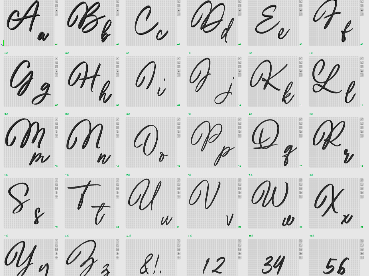 Schöne Schriftart Buchstaben groß klein und Zahlen