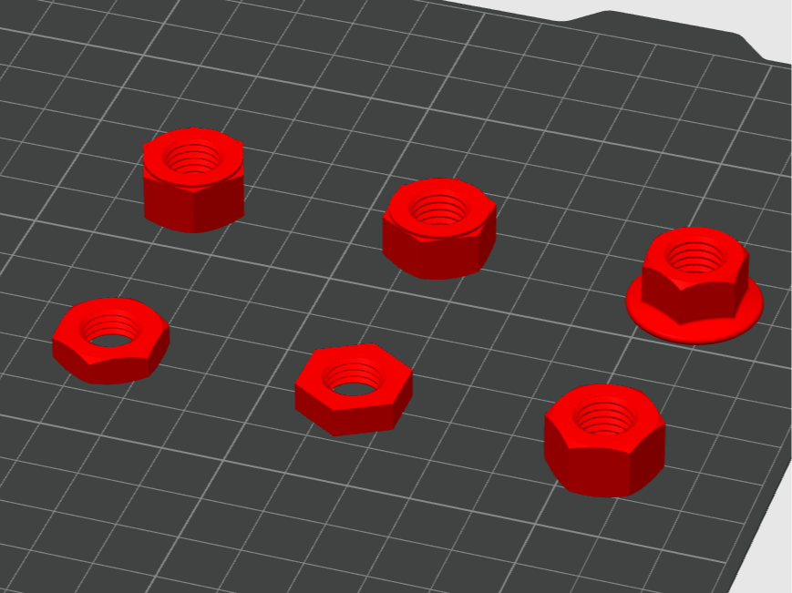 M10 nuts with standard ISO threads