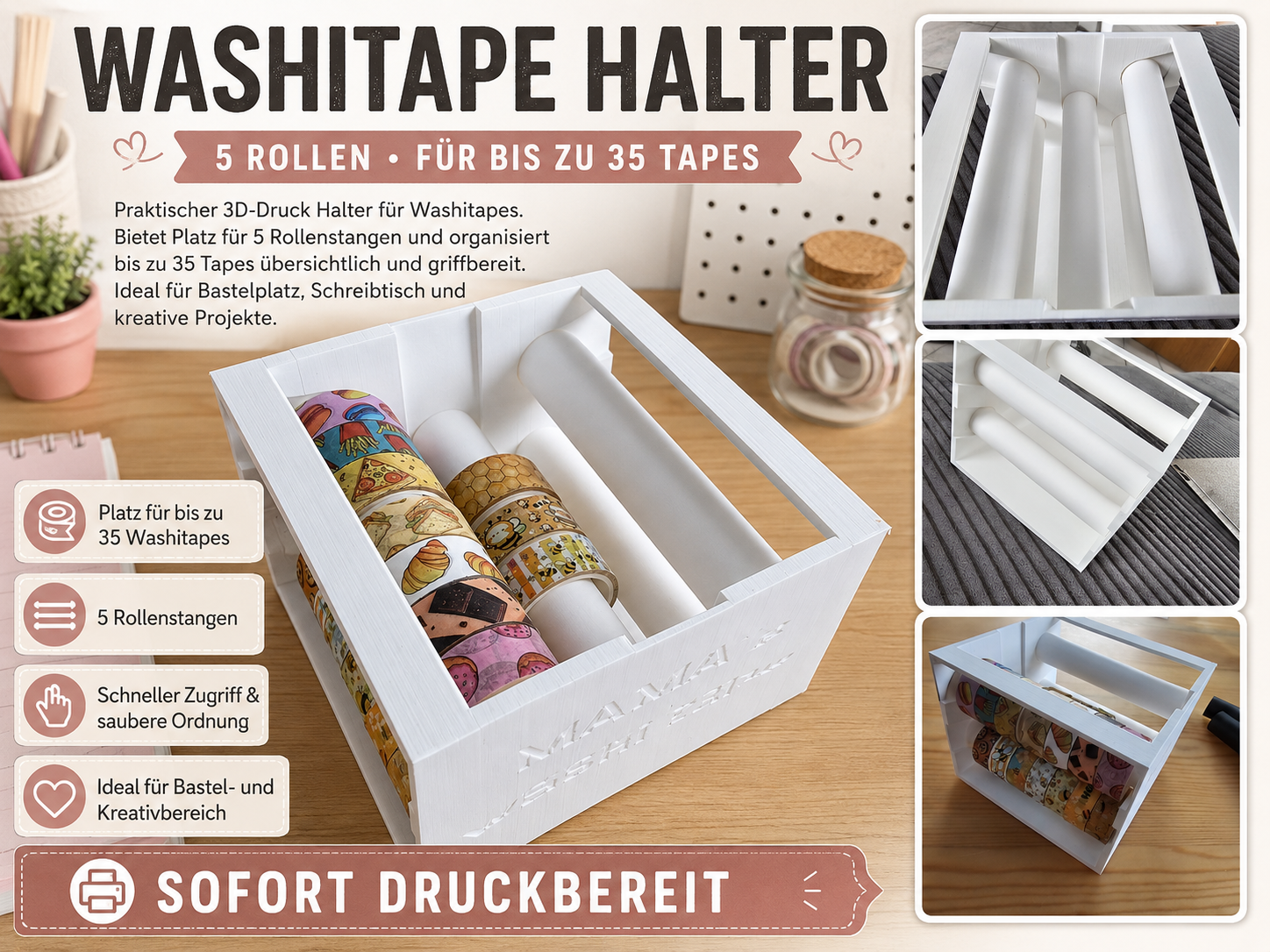 Washi Tape Organizer – Halter mit 5 Stangen