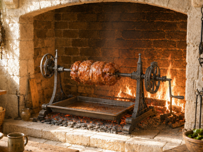 Miniature Medieval Spit Roasting Device