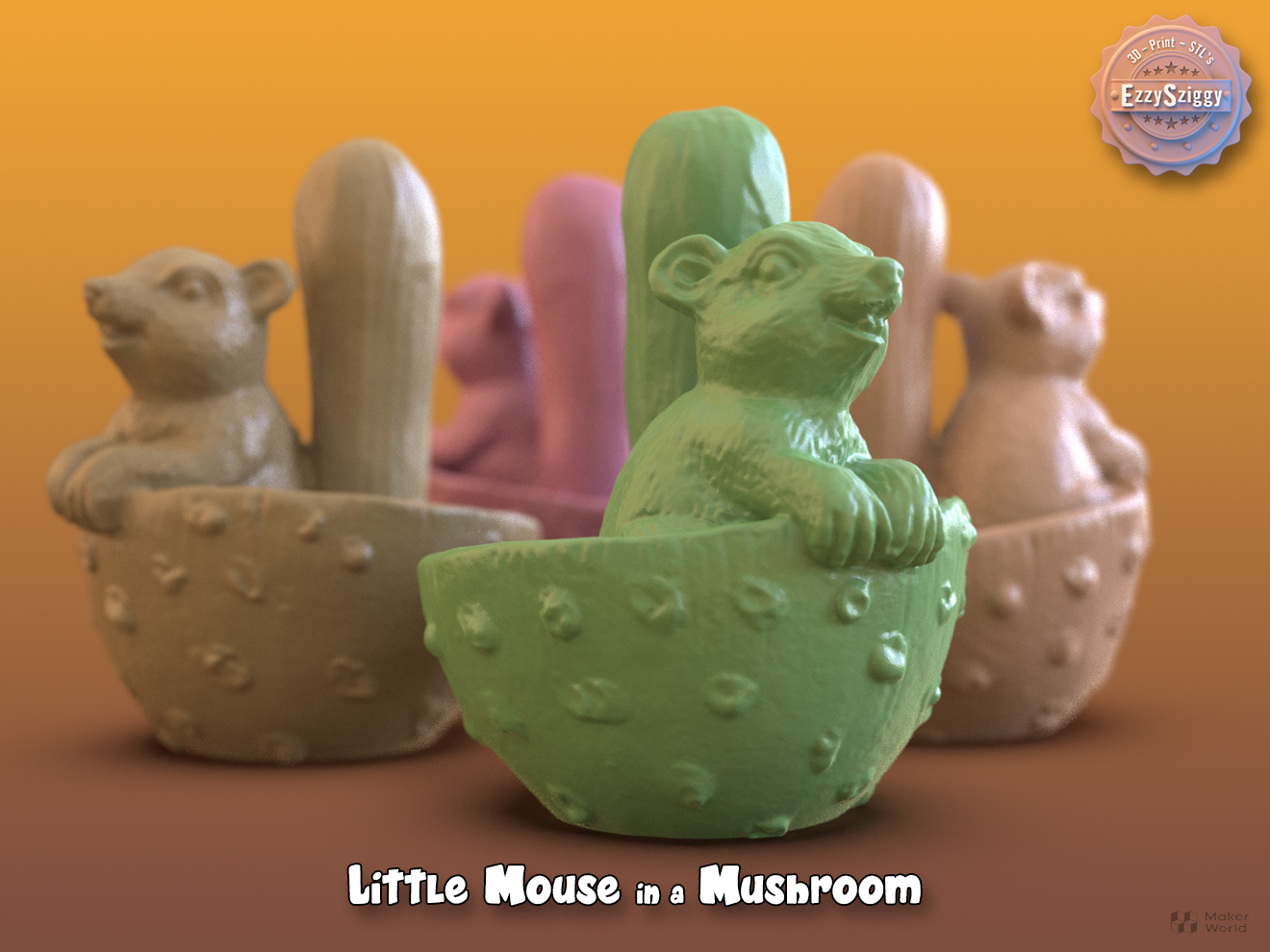 Little Mouse in a Mushroom (supportless print)