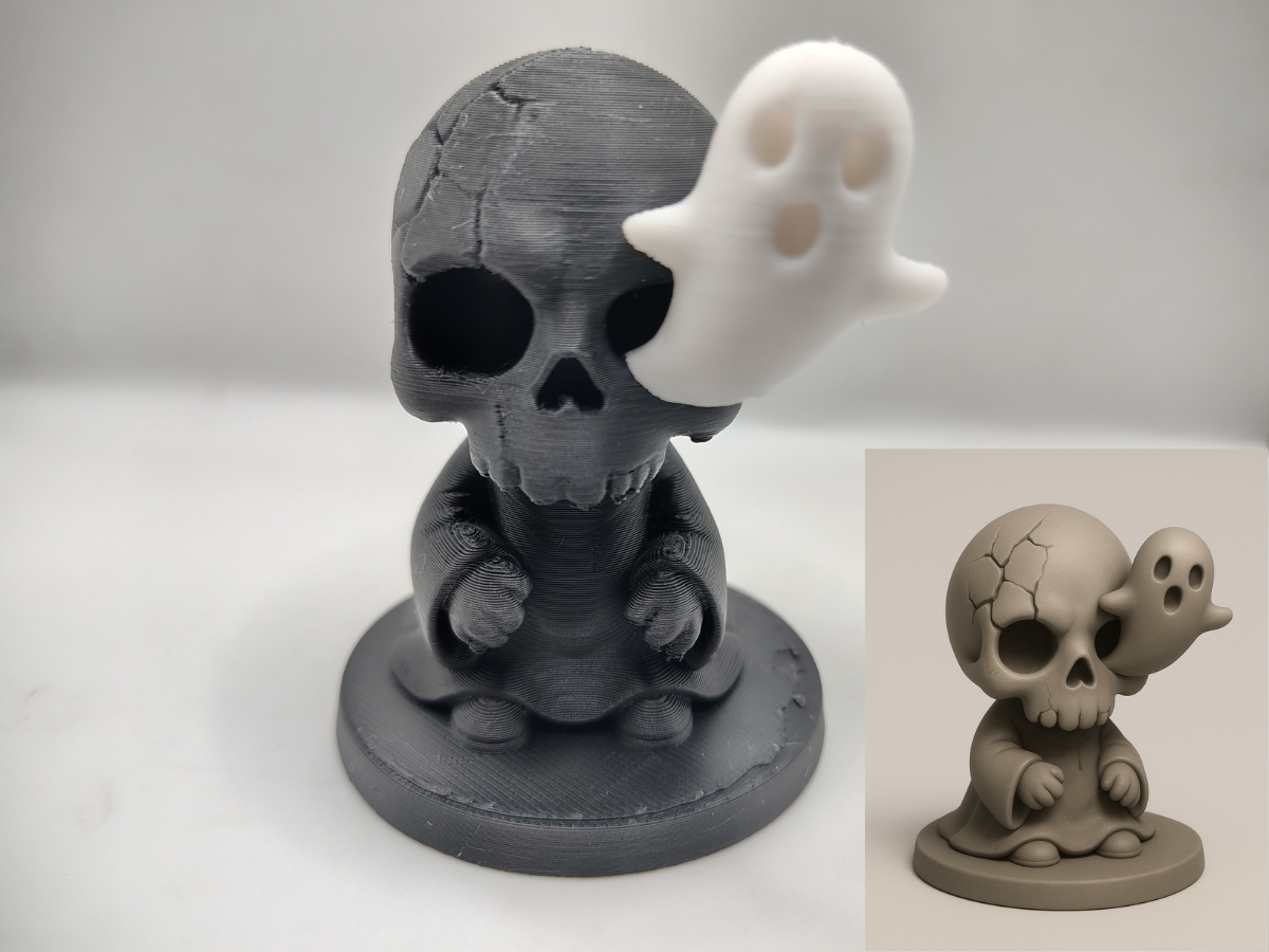 Haunted Skull with Ghost