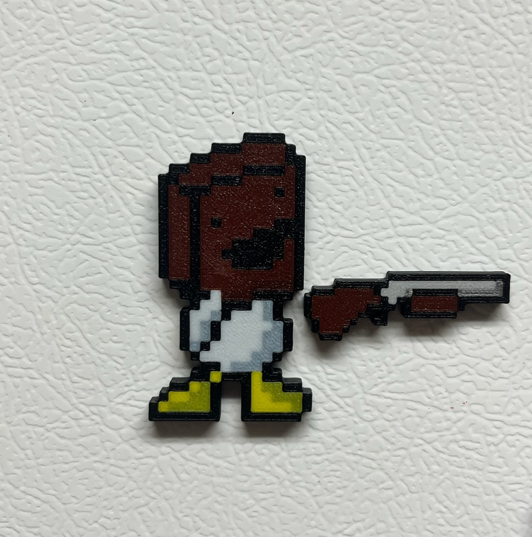 Duck Game Paper Bag Duck and Shotgun Magnets