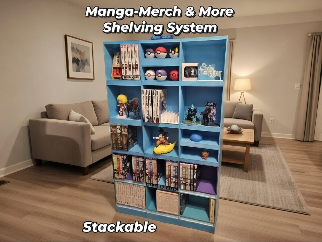Manga Merch & More Stackable Shelving Sytem