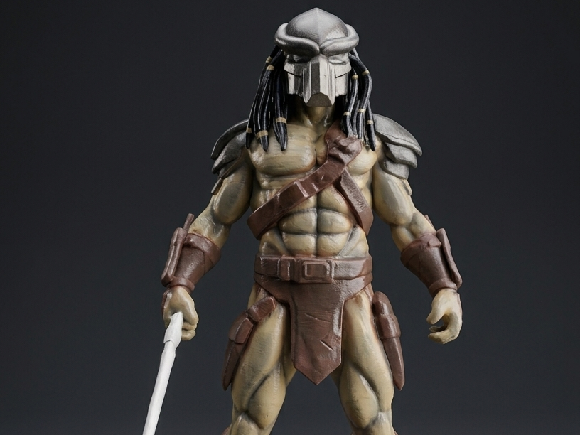 Predator Figure with Spear - 130mm & 2ft Mega Set