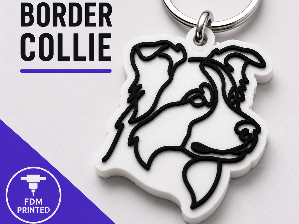 Border Collie Keychain – Easy to print Dog Tag STL